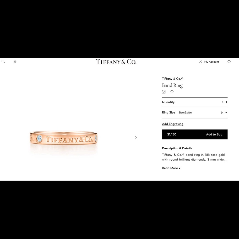 Tiffany&Co. 18K Rose Gold Band Ring
